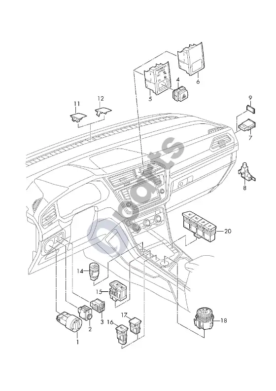 Seat Tarraco apšvietimo jungiklis – schema