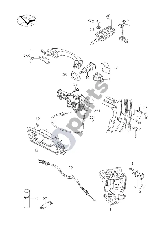 Seat Tarraco durų spyna – schema