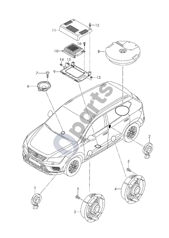 Seat Tarraco garsiakalbis – schema