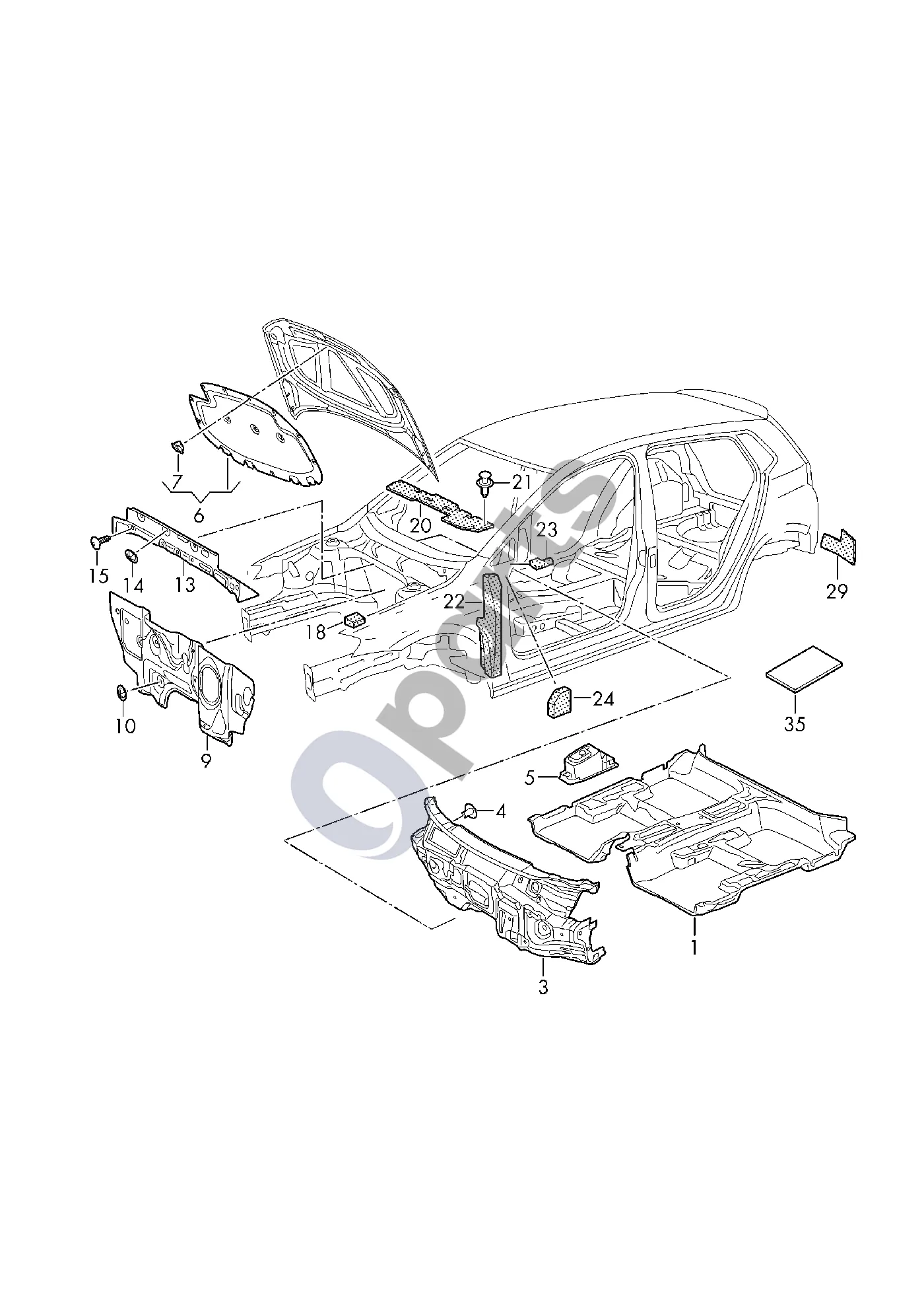 Seat Tarraco (2018–) Garso slopintuvas schema – pozicija 22: Sparno izoliacija