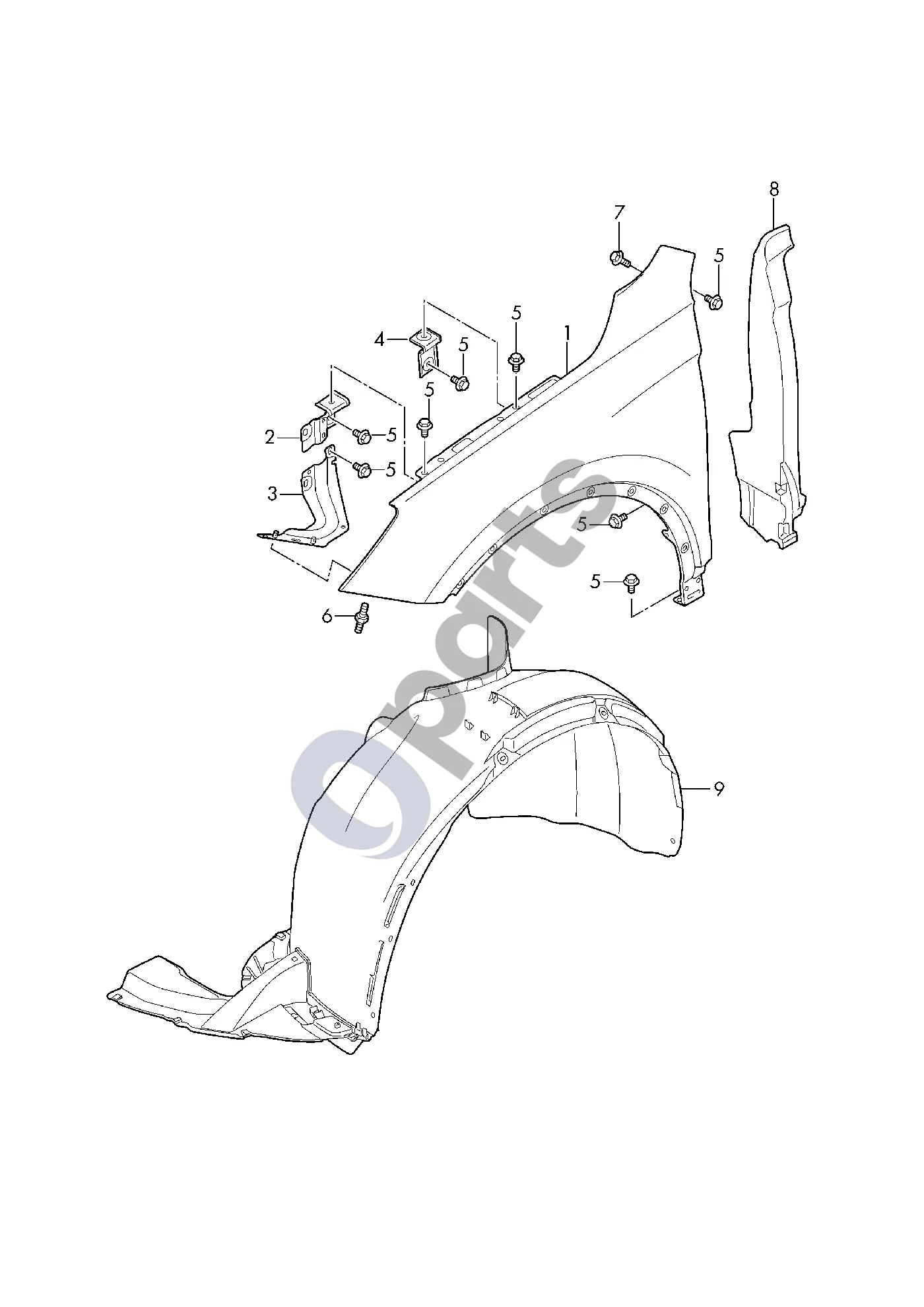 Seat Tarraco (2018–) Sparnas schema – pozicija 1: Sparnas