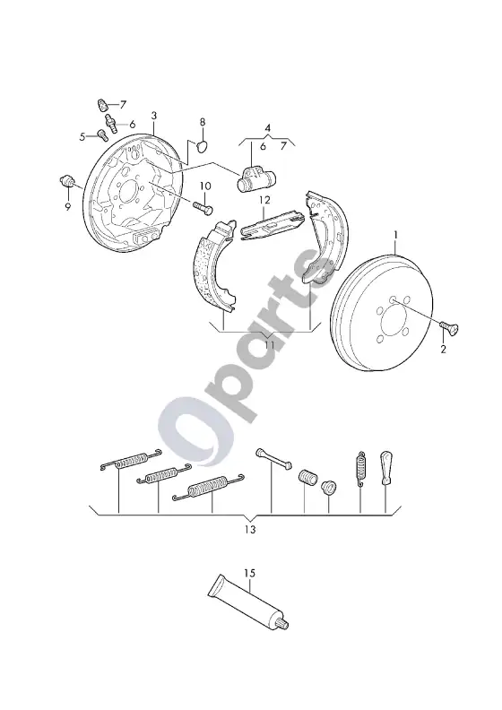 Skoda Citigo būgninis stabdys – schema