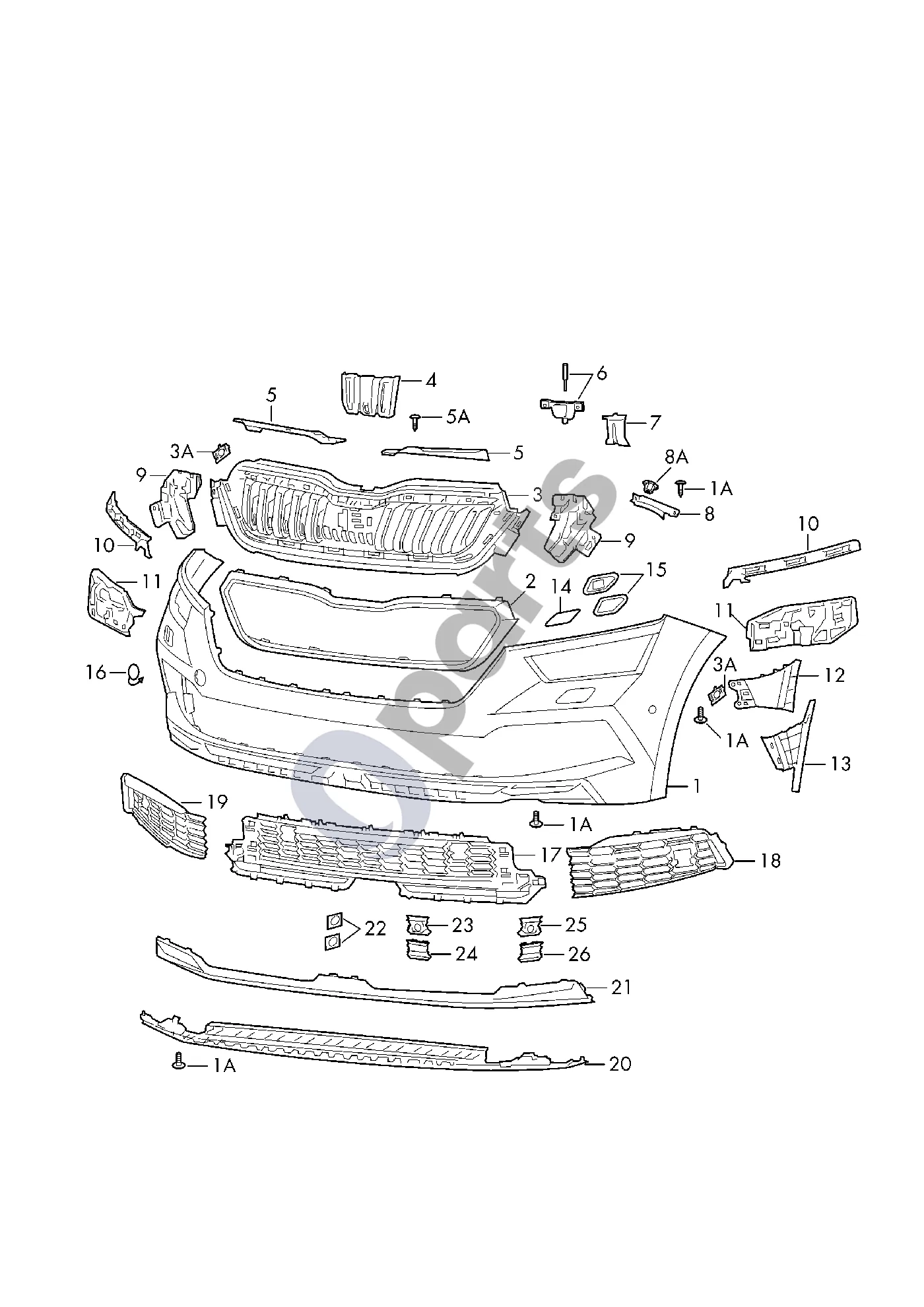 Skoda Kamiq (2019–) Bamperis schema – Kreipiamasis profilis