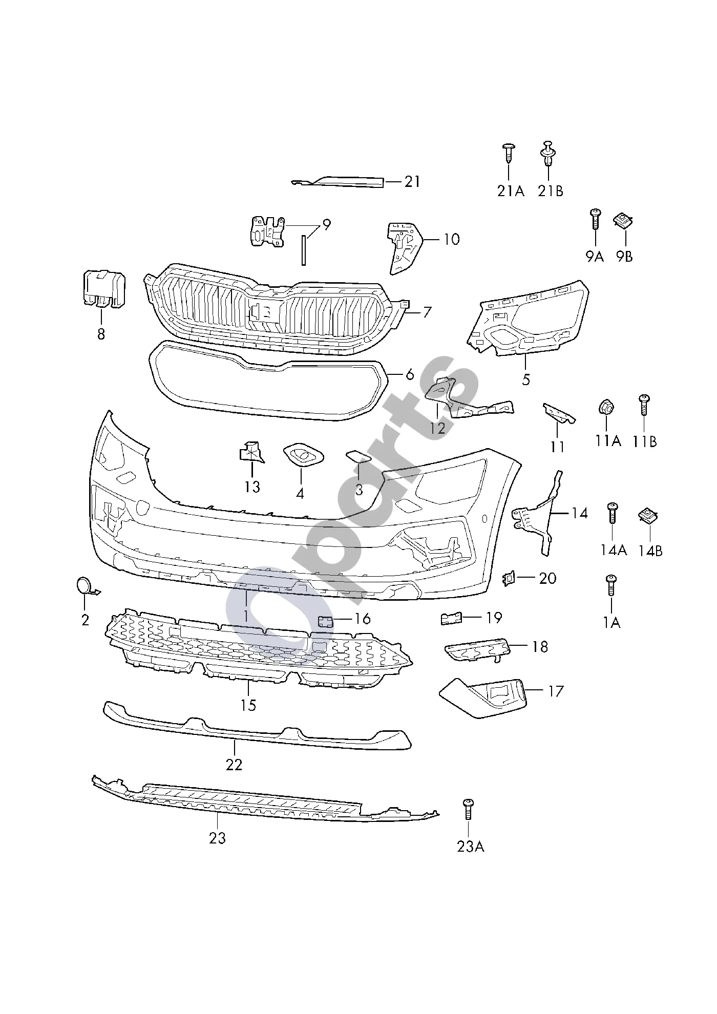 Skoda Kamiq (2019–) Bamperis schema – pozicija 11: Kreipiamasis profilis