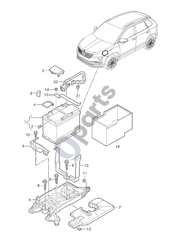 Skoda Karoq akumuliatorius – schema