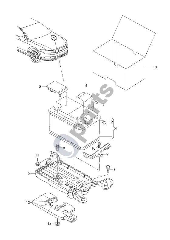 Skoda Superb B8 akumuliatorius – schema