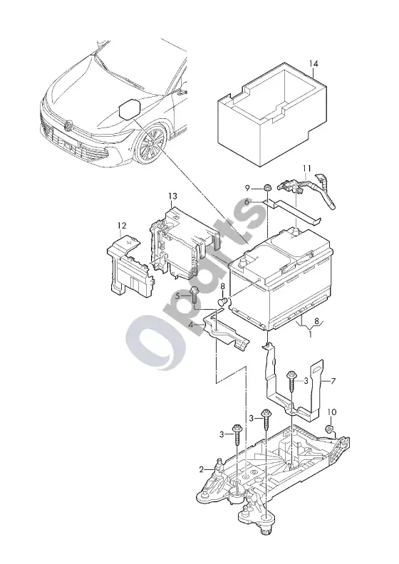 Skoda Superb B9 akumuliatorius – schema