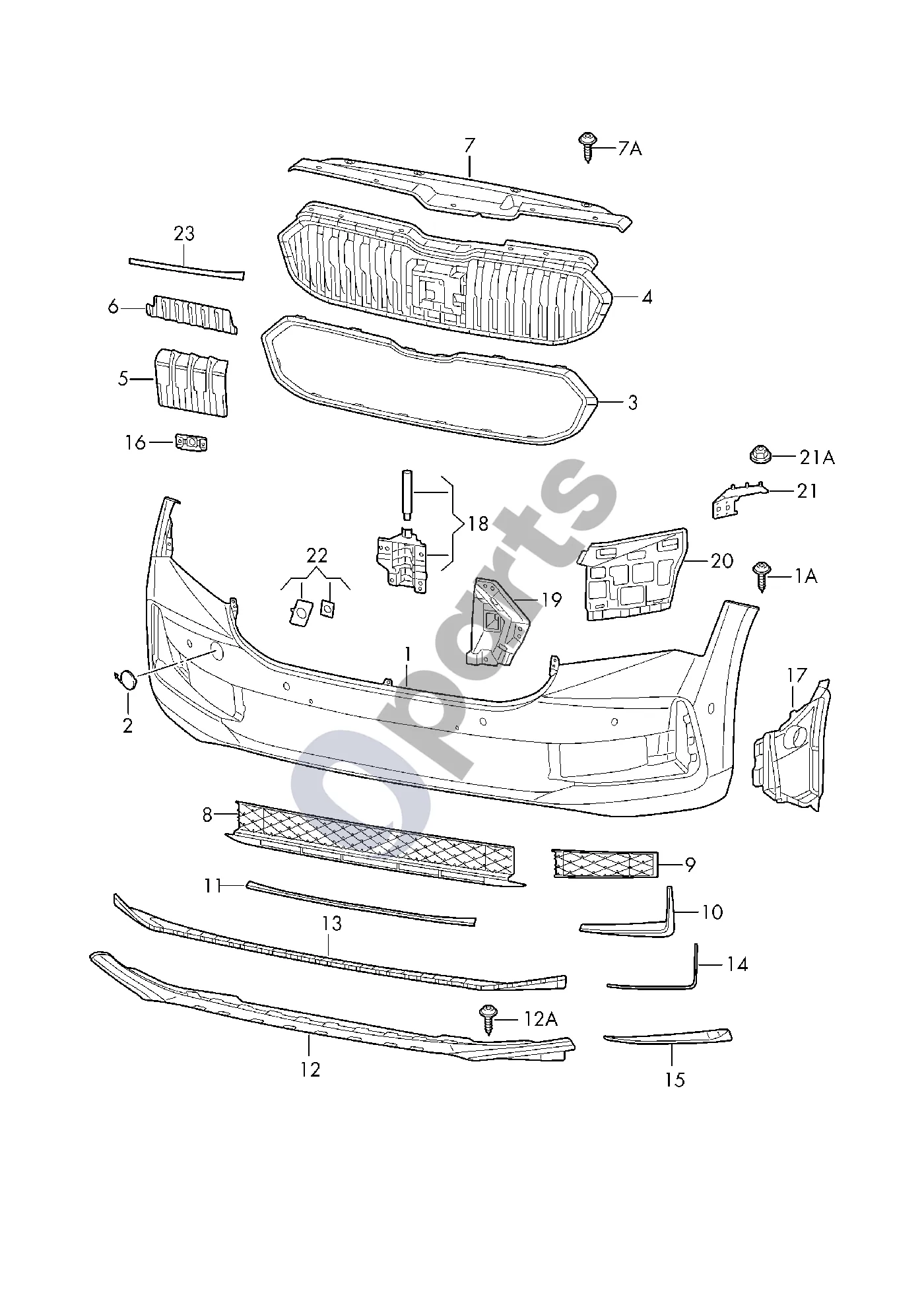 Skoda Superb B9 (2023–) Bamperis schema – Kronšteinas