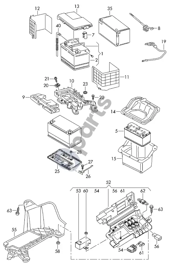 Skoda Yeti akumuliatorius – schema