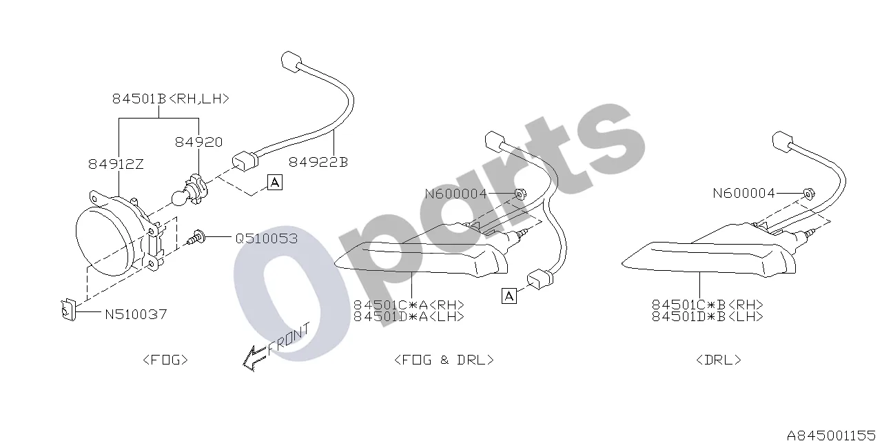 Subaru BRZ Žibintas (rūko, 20D) schema – pozicija 84501B: Priekinio rūko žibinto komplektas