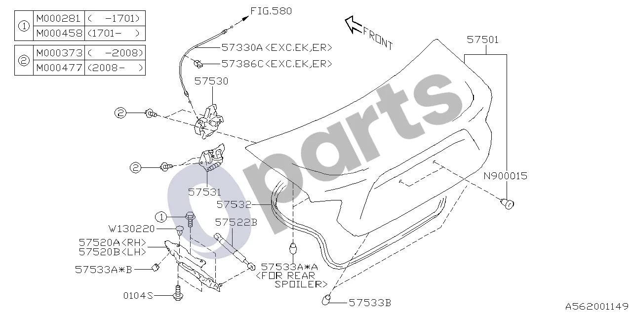 Subaru BRZ Bagažinė schema – pozicija 57386C: Spaustukas