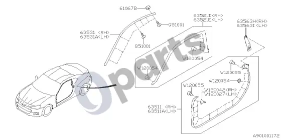 Subaru BRZ durys – schema