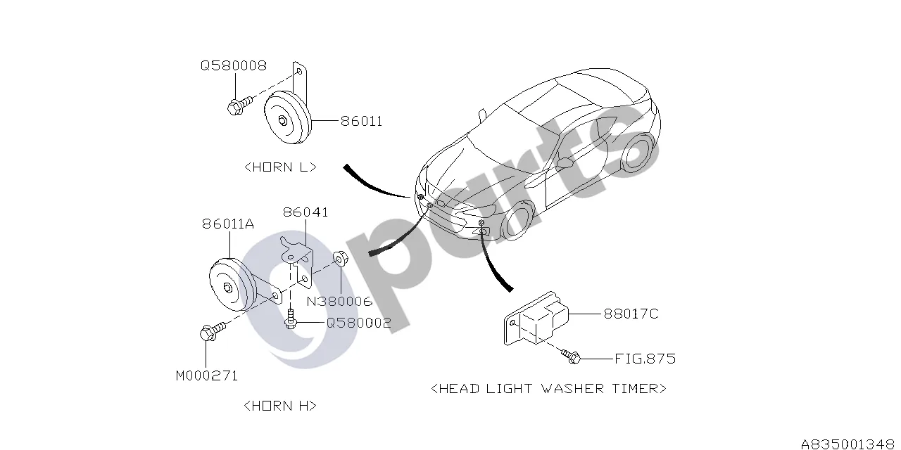 Subaru BRZ Garso signalas schema – pozicija 88017C: Laikmatis – žibintų plovimo purkštukas