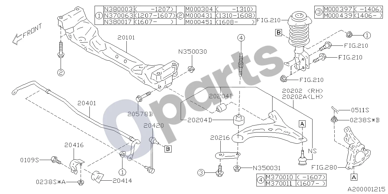 Subaru BRZ Priekinė pakaba schema – Flanšinė veržlė
