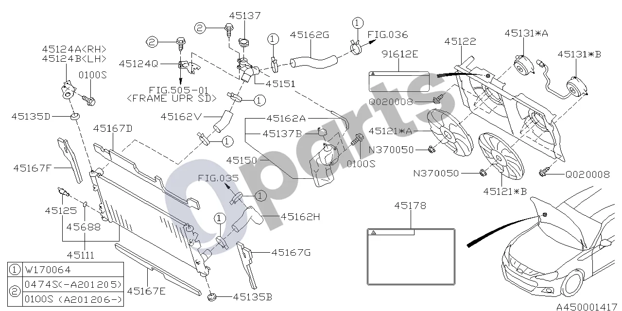 Subaru BRZ 12.2011 - ..., Radiatorius ir ventiliatorius, 20D +20C schema – Žarnos spaustukas