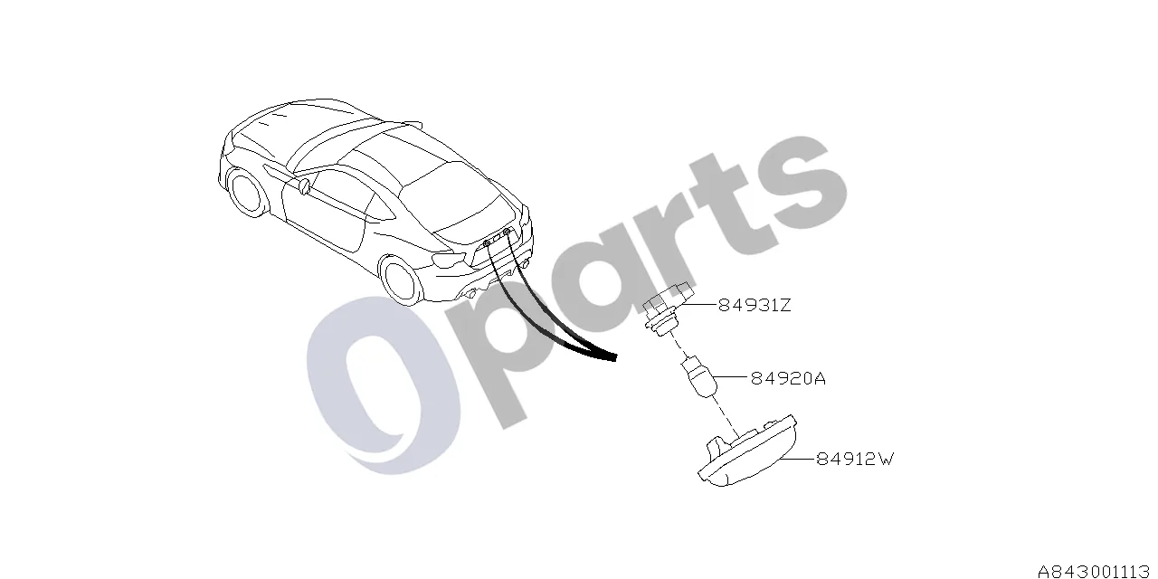 Subaru BRZ 12.2011 - ..., 2C (20D) schema – pozicija 84912W: Numerio apšvietimo žibinto stiklas su korpusu