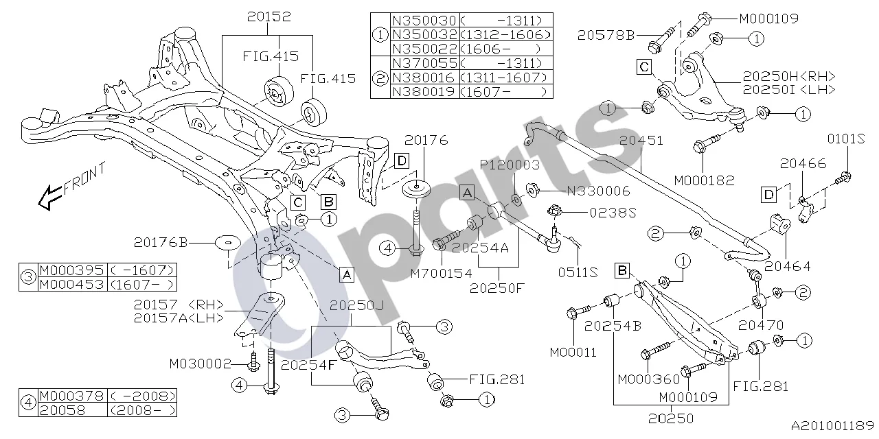 Subaru BRZ 12.2011 - ..., 2C (20D) schema – Savaime užsifiksuojanti veržlė
