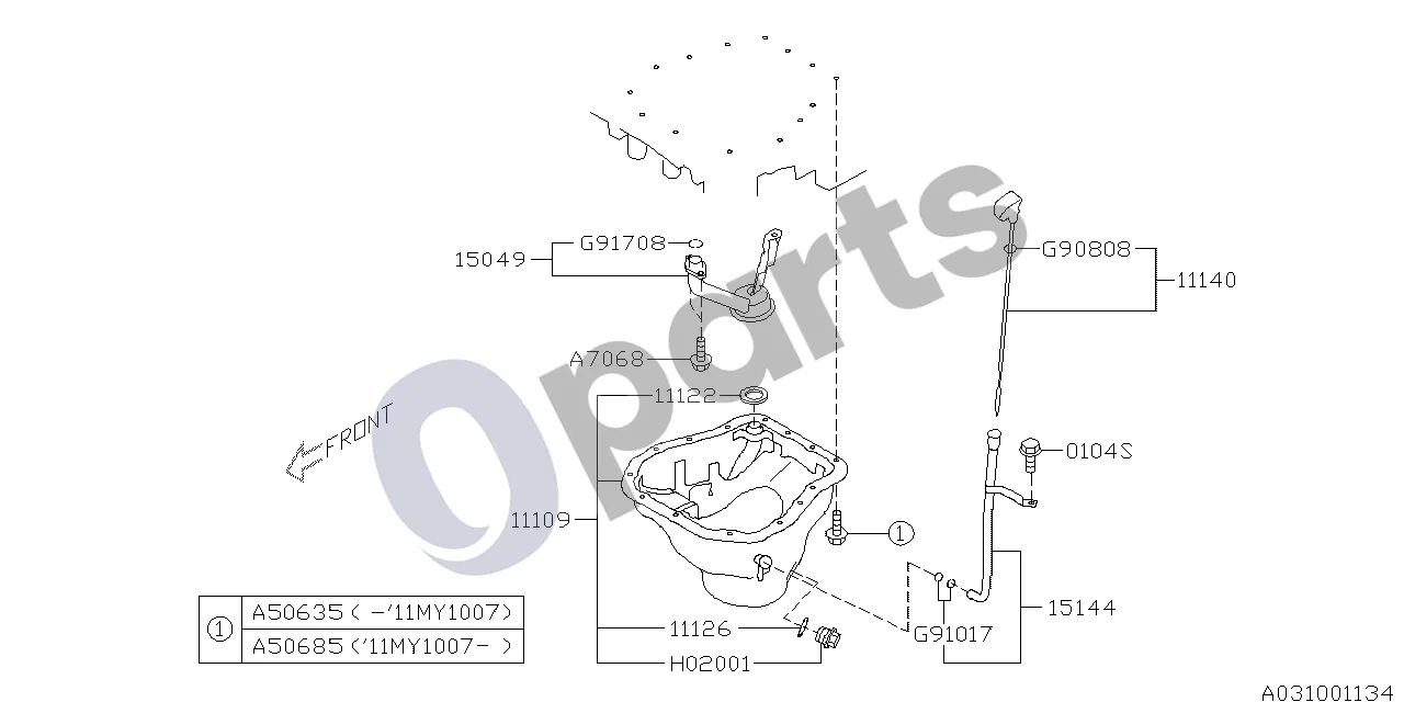 Subaru Exiga (2008–2018) 07.2009 - ..., 253 schema – pozicija 11140: Alyvos lygio matuoklis, komplektas