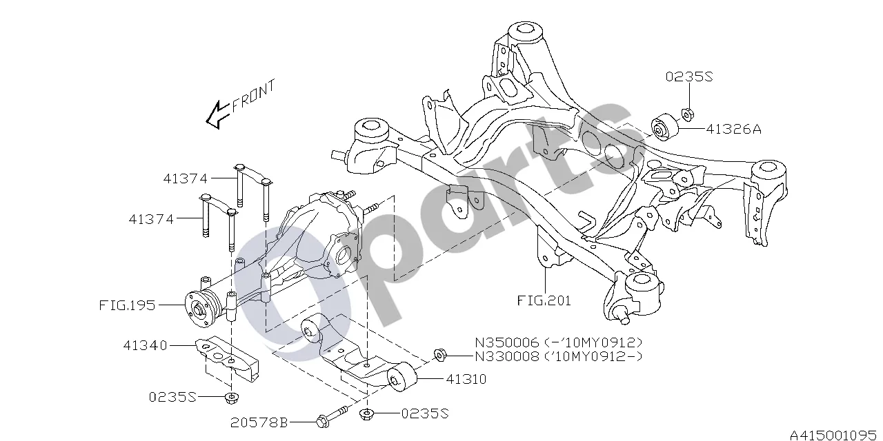 Subaru Exiga (2008–2018) 07.2009 - ..., 253 schema – pozicija 41326A: Diferencialo tvirtinimo įvorė, galinė (komplektas)