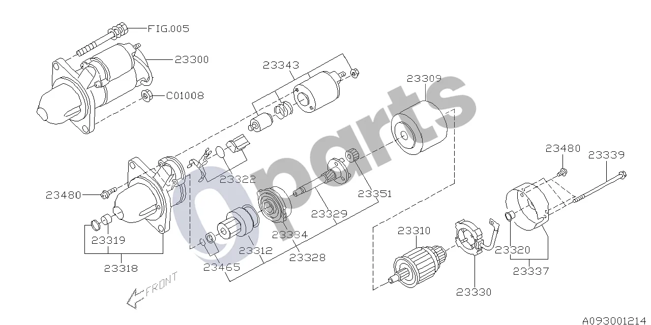 Subaru Exiga (2008–2018) Starteris schema – pozicija 23300: Starterio mazgas