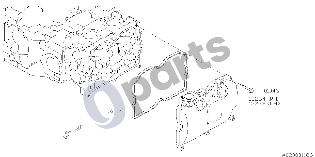 Subaru Exiga (2008–2018) Vožtuvų dangtis schema – pozicija 13294: Vožtuvų dangtelio tarpiklis