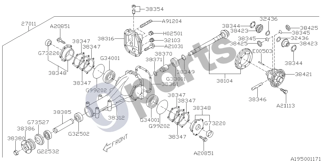 Subaru Exiga (2008–2018) Diferencialas (atskiras) schema – Alyvos sandariklis
