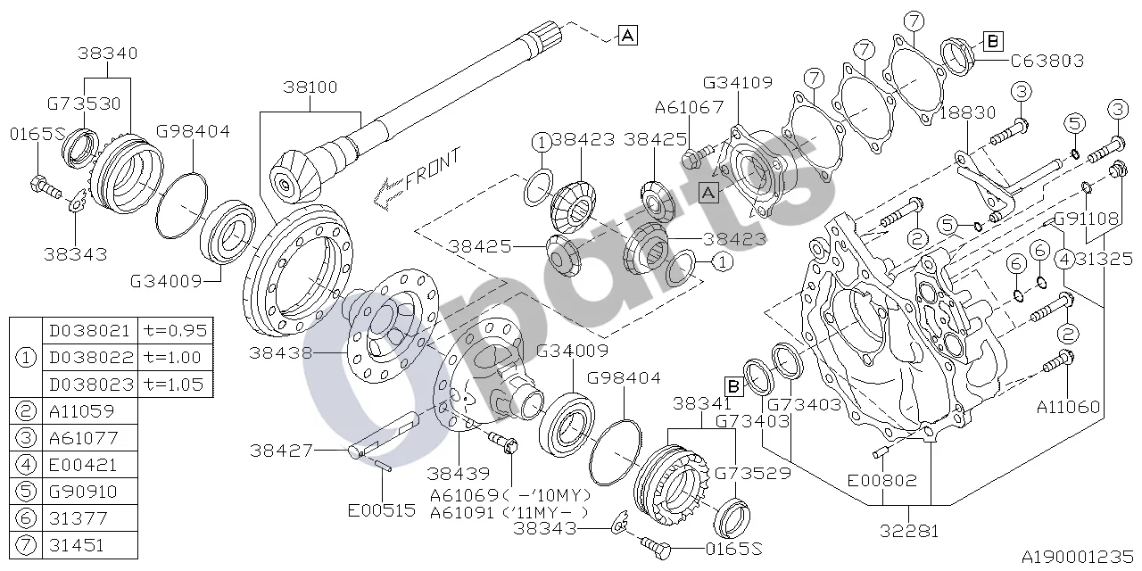 Subaru Exiga (2008–2018) 07.2009 - ..., CVT schema – Tiesus kaištis
