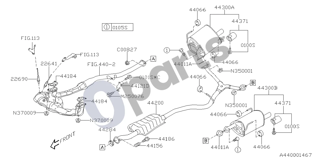 Subaru Exiga (2008–2018) 07.2009 - ..., Duslintuvas, 253 schema – pozicija 44011A: Tarpiklis a