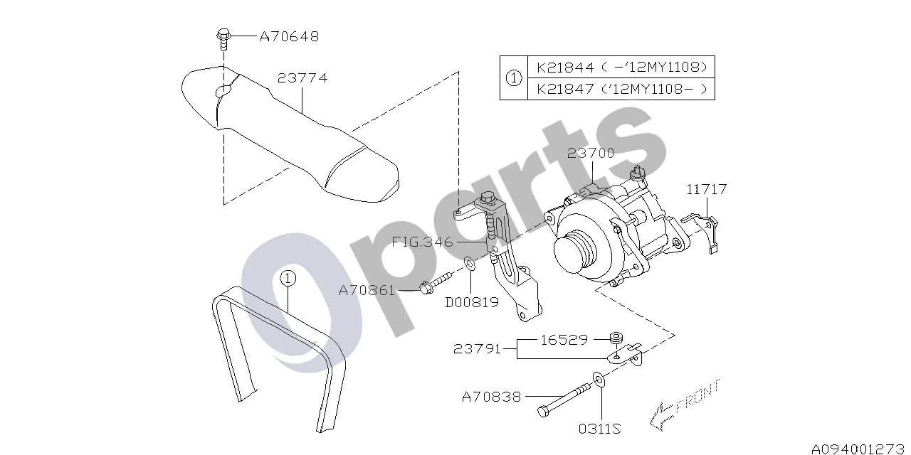 Subaru Exiga (2008–2018) Sistema schema – pozicija 11717: Plokštė-generatorius
