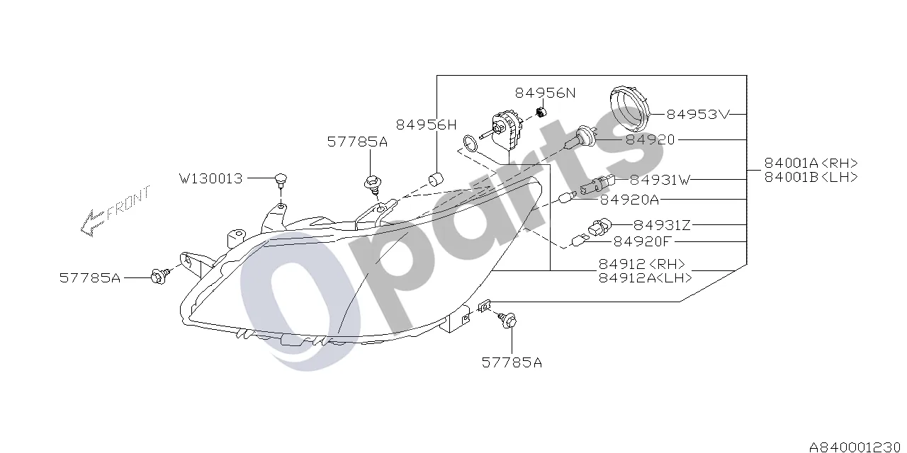 Subaru Exiga (2008–2018) Priekinis žibintas schema – pozicija 84931Z: Lizdas
