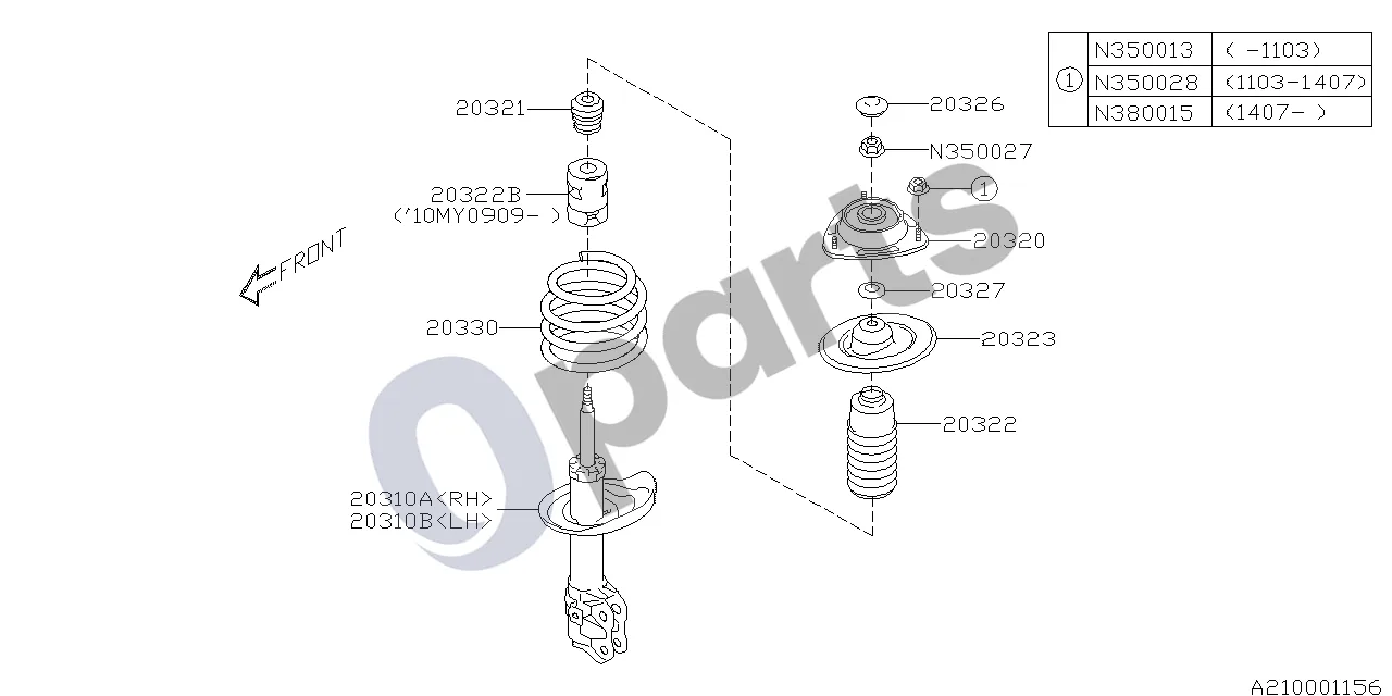 Subaru Exiga (2008–2018) 07.2009 - ..., W schema – pozicija 20327: Distancinė įvorė – priekinė statramstė