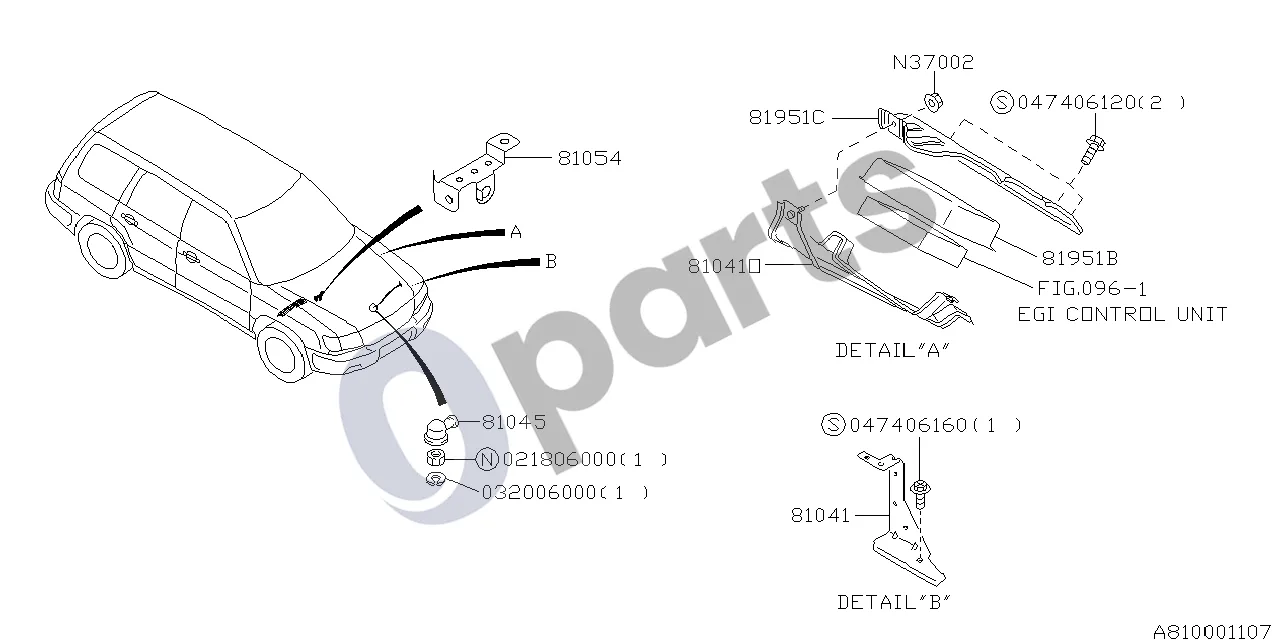 Subaru Forester SF (2000–2003) Laikiklis schema – pozicija 81045: Dangtelis