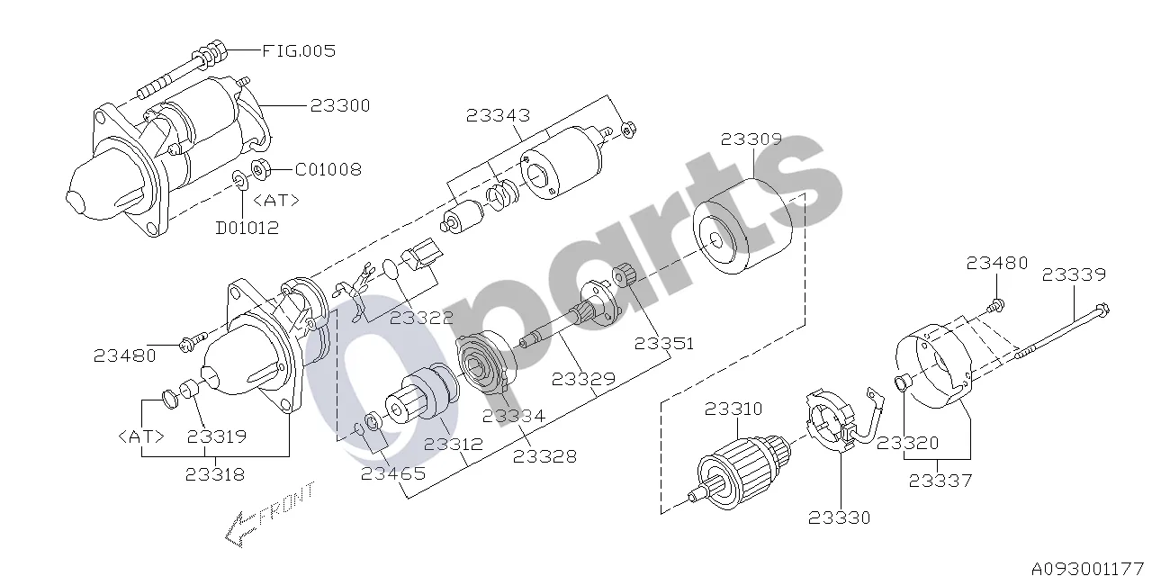 Subaru Forester SF (2000–2003) 02.2002 - ..., 20# +25# (205) schema – pozicija 23300: Starterio mazgas