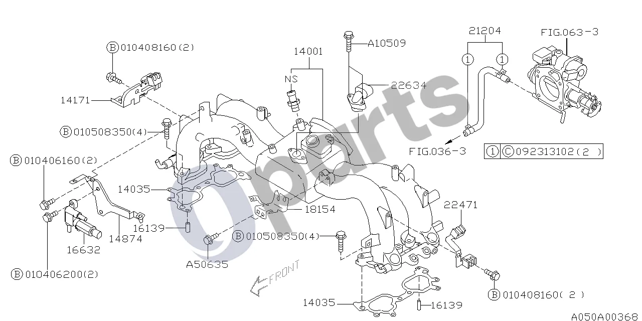 Subaru Forester SF (2000–2003) 05.2000 - ..., EC,EK '01MY-, EJ202 (EJ202) schema – pozicija 16632: Vožtuvo mazgas – oro pagalbinis purkštukas