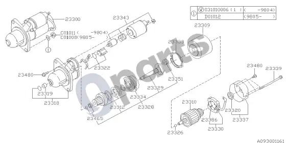 Subaru Forester SF starteris – schema