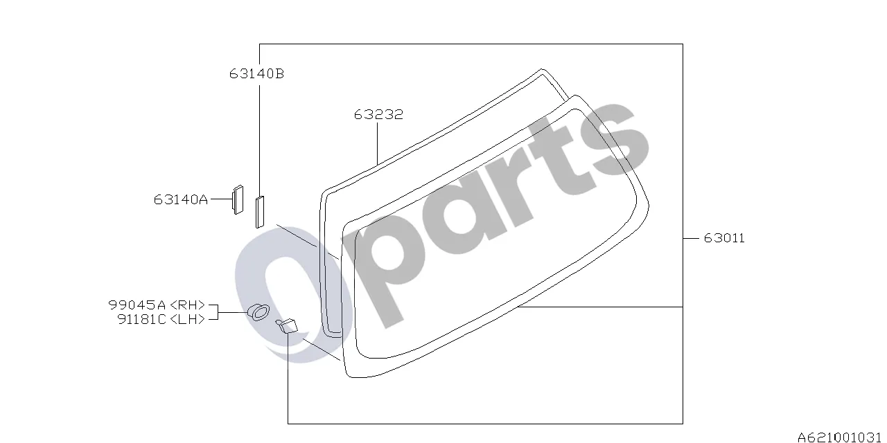Subaru Forester SF (2000–2003) 01.1997 - ..., W (EJ205) schema – pozicija 63232: Guma-galinės durys