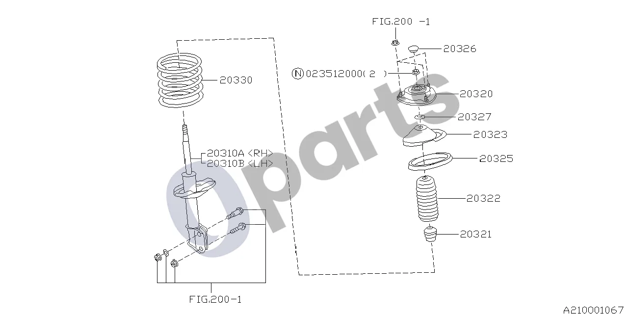Subaru Forester SF (2000–2003) 01.1997 - ..., W (EJ205) schema – pozicija 20323: Spyruoklės atramos lėkštė – priekinė statramstis, viršutinė