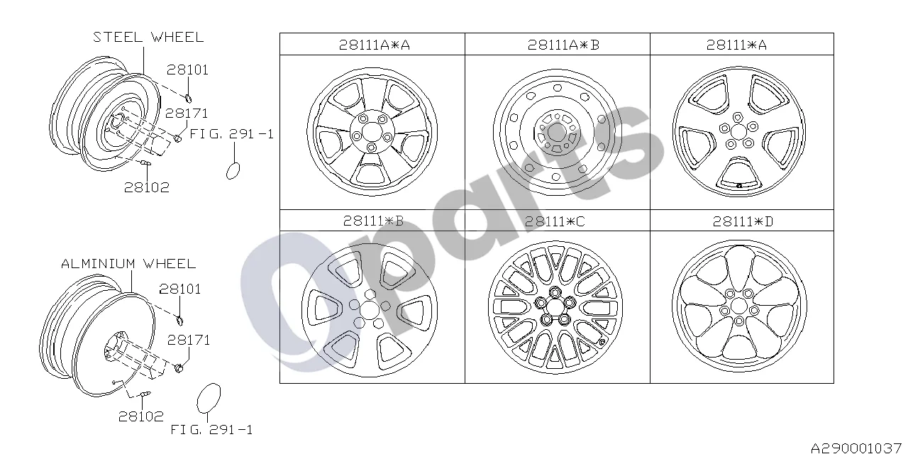 Subaru Forester SF (2000–2003) 01.1997 - ..., W (EJ205) schema – Ratlankis, plieninis