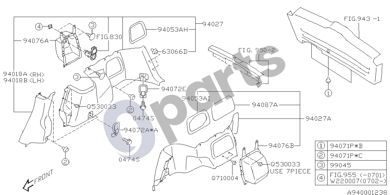 Subaru Forester SG (2003–2005) Galinis sparnas schema – pozicija 99045: Spaustukas