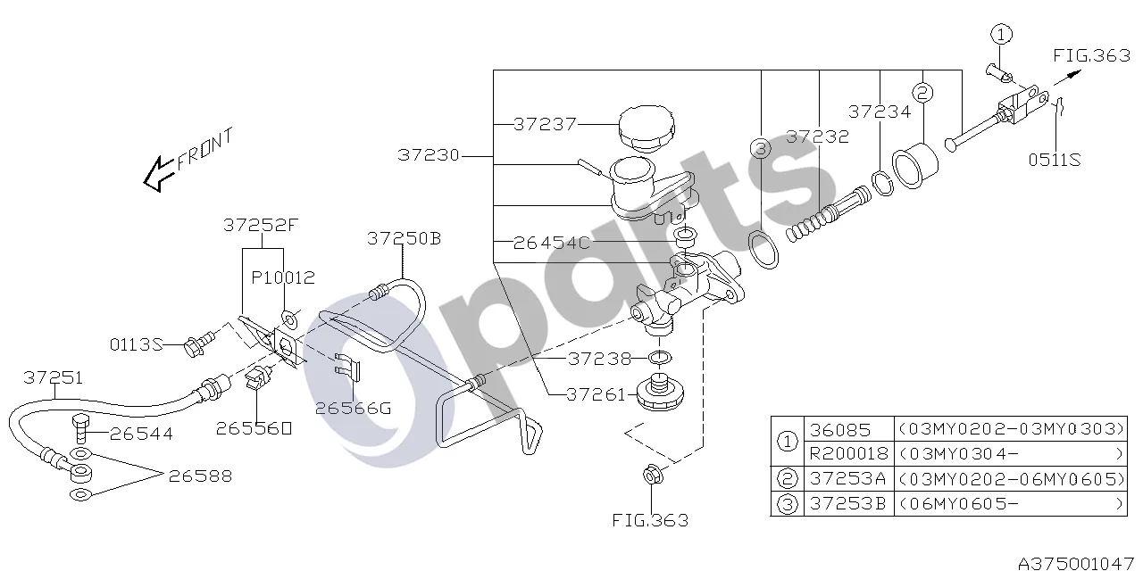 Subaru Forester SG (2003–2005) Sankaba schema – pozicija 37251: Žarna – sankaba