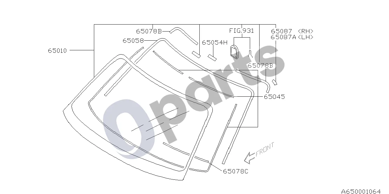 Subaru Forester SG (2003–2005) 02.2002 - ..., W (201) schema – pozicija 65058: Apdailos juostelė-priekinio lango, viršutinė