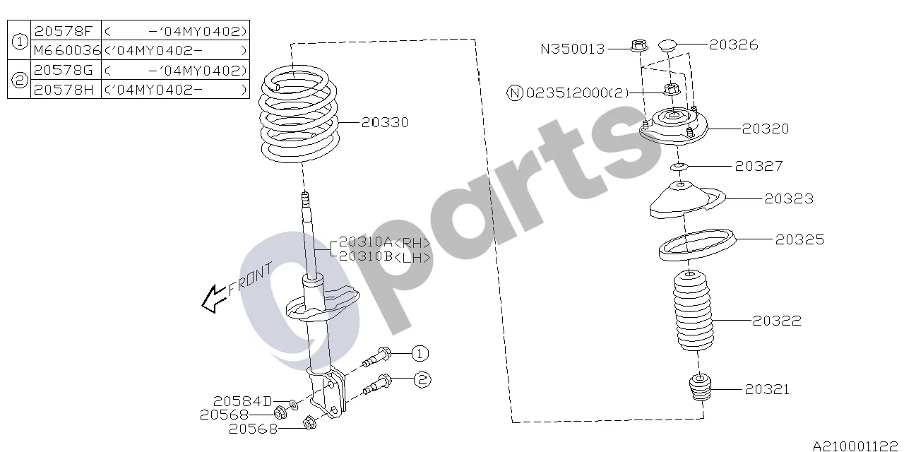 Subaru Forester SG (2003–2005) 02.2002 - ..., W (201) schema – Varžtas M14