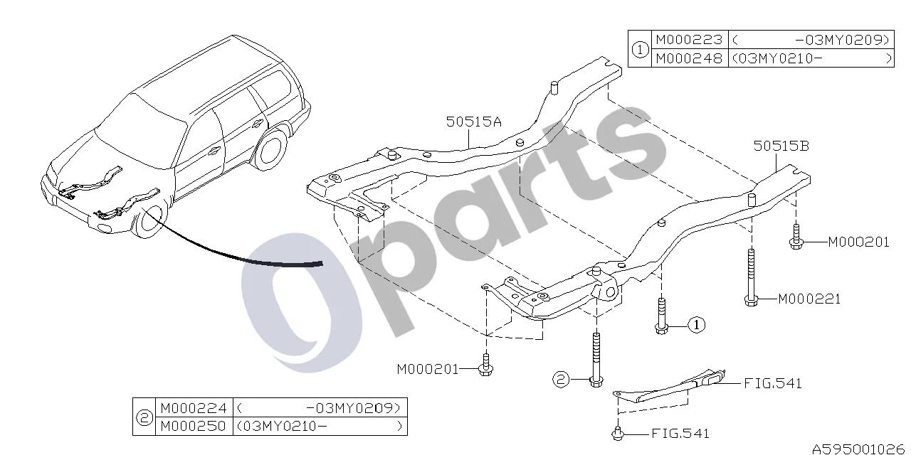 Subaru Forester SG (2003–2005) 02.2002 - ..., W (201) schema – Flanšinis varžtas