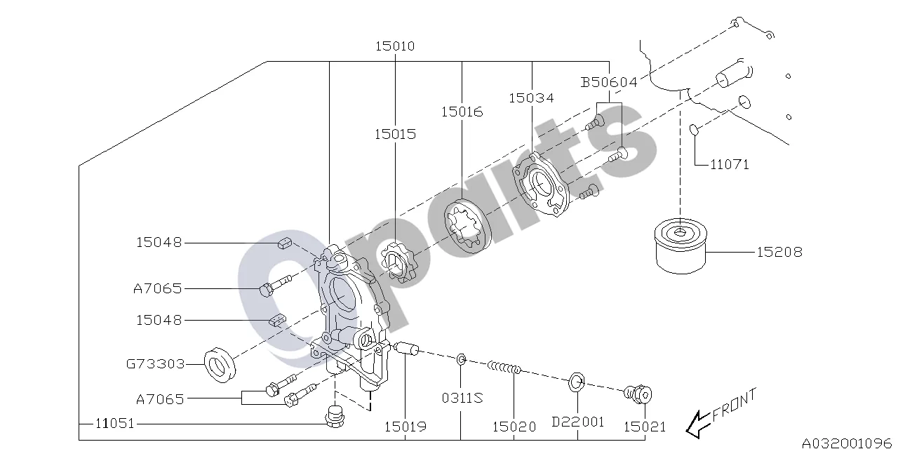 Subaru Forester SG (2003–2005) 02.2002 - ..., 20# +25# (205, 255) schema – pozicija 15010: Variklio alyvos siurblio komplektas