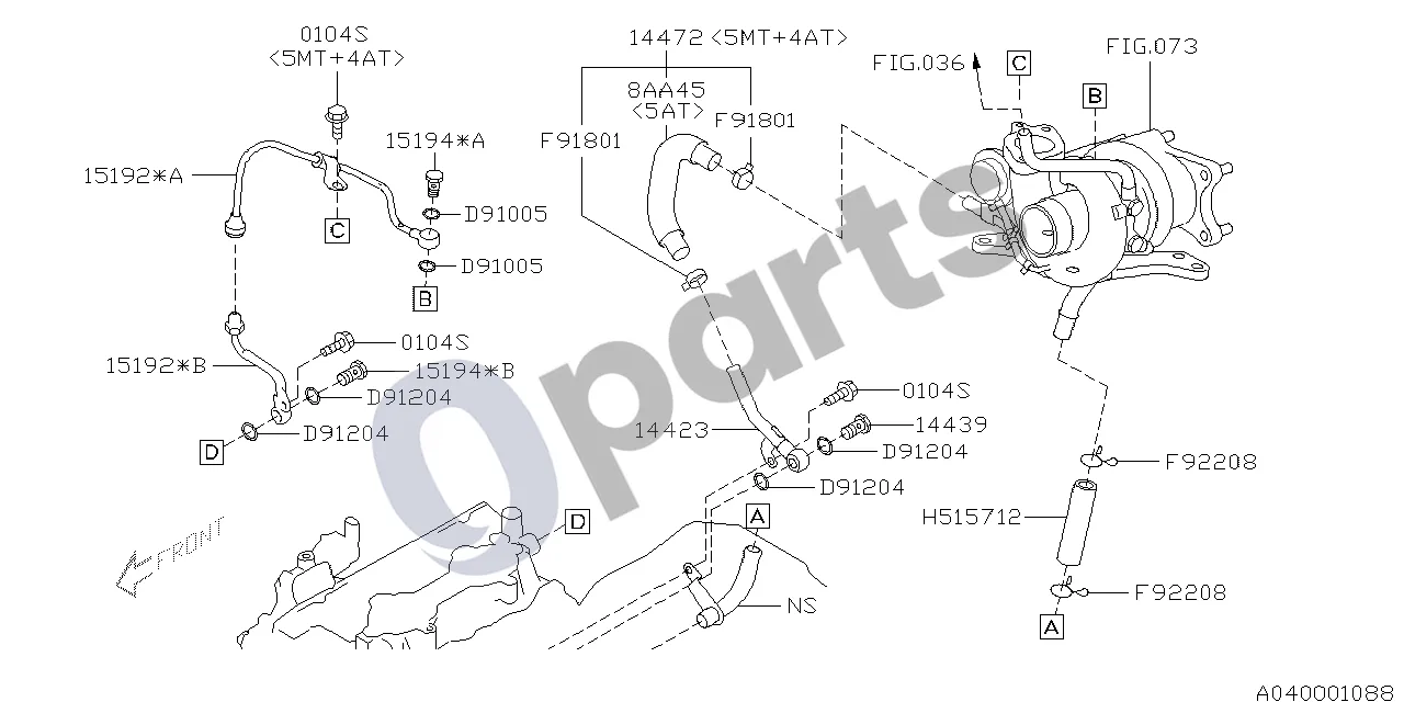 Subaru Forester SH (2008–2013) 08.2010 - ..., '11MY-, 255 schema – pozicija 15192B: Vamzdis, komplektas – alyvos