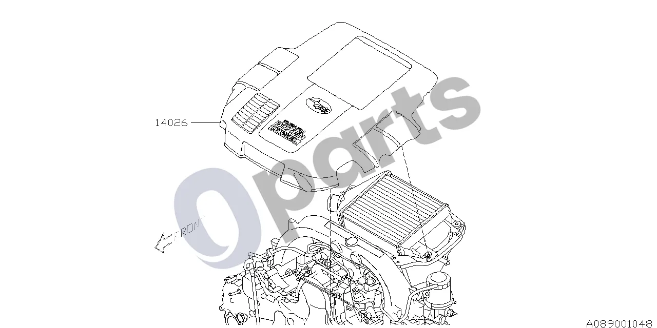 Subaru Forester SH (2008–2013) Variklio dangtis (20Z) schema – pozicija 14026: Kolektoriaus dangtis, komplektas