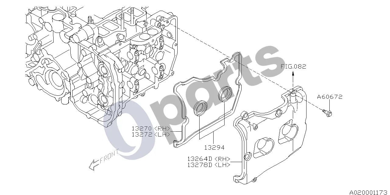 Subaru Forester SH (2008–2013) Vožtuvų dangtis (20Z) schema – pozicija 13294: Vožtuvų dangtelio tarpiklis
