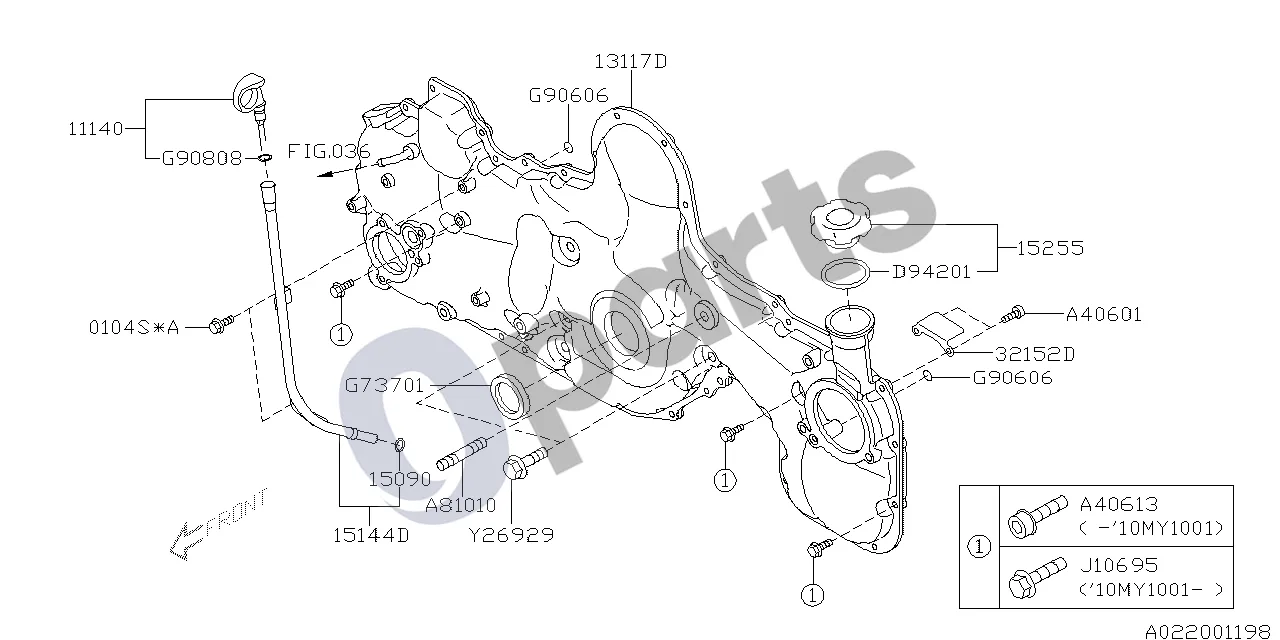 Subaru Forester SH (2008–2013) Paskirstymo diržo dangtis (20Z) schema – Varžtas 6x21x18