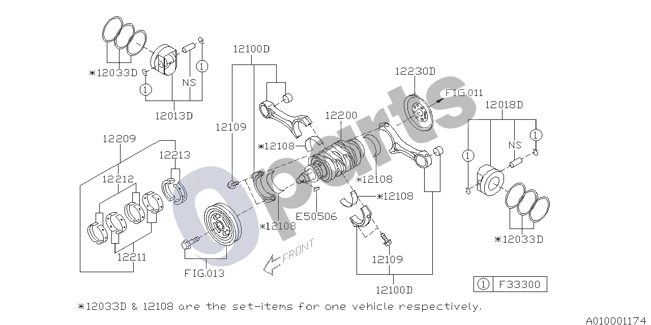 Subaru Forester SH (2008–2013) 12.2007 - ..., 20Z (20Z) schema – pozicija 12033D: Stūmoklio žiedų komplektas
