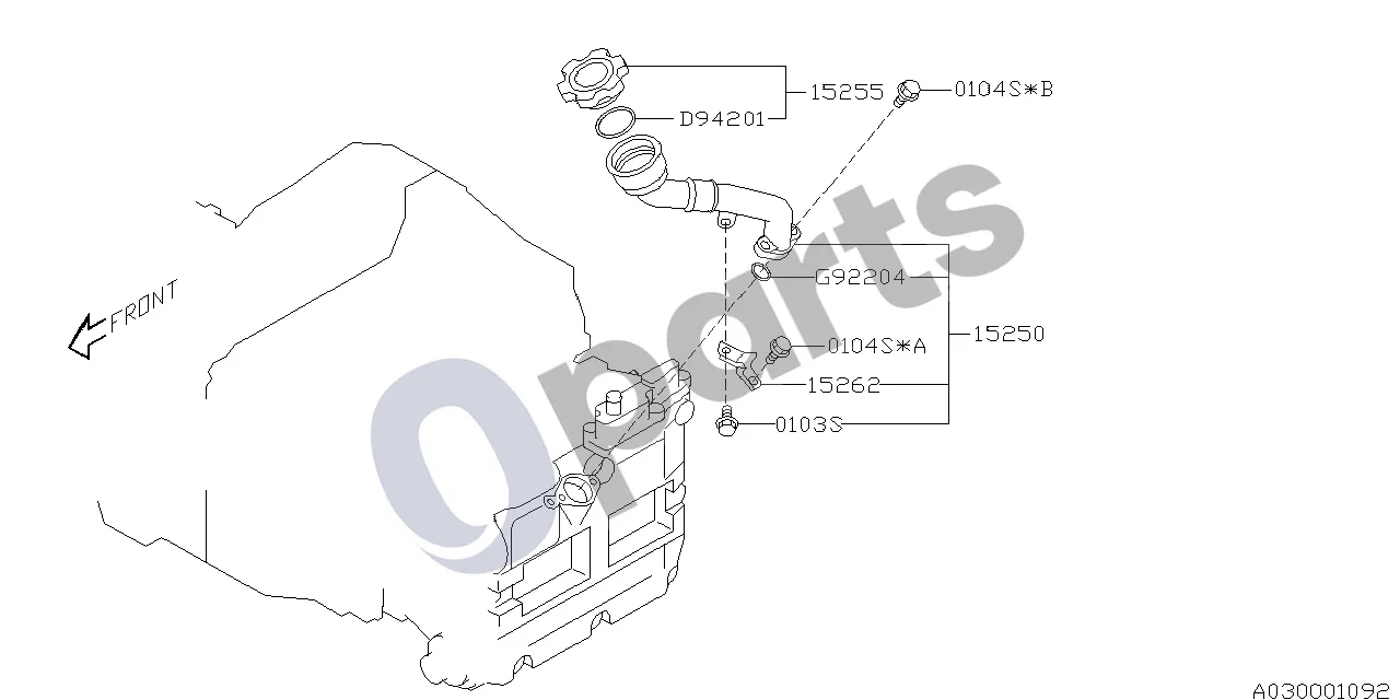Subaru Forester SH (2008–2013) 12.2007 - ..., 204 +255 (255) schema – pozicija 15250: Alyvos pildymo kanalas, mazgas